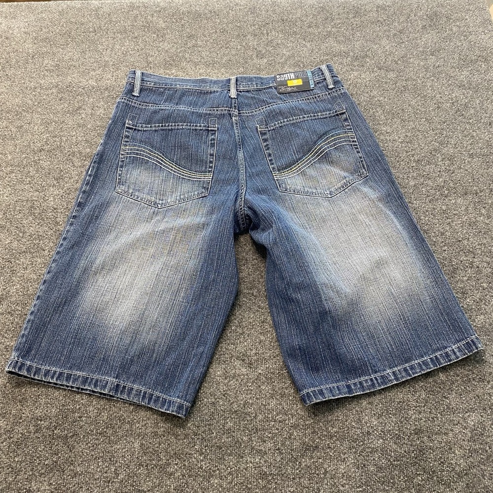 VTG Y2K Southpole Baggy Wide Leg Faded Jean Shorts Mens Size 38 Yellow Tab